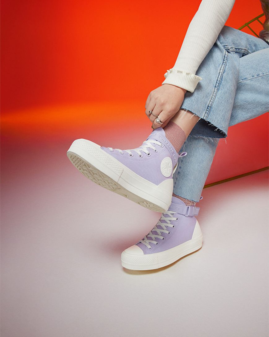 Women's Converse Chuck Taylor All Star Lift Utility Strap High Top Platform Shoes Purple / Purple | AU E0965F